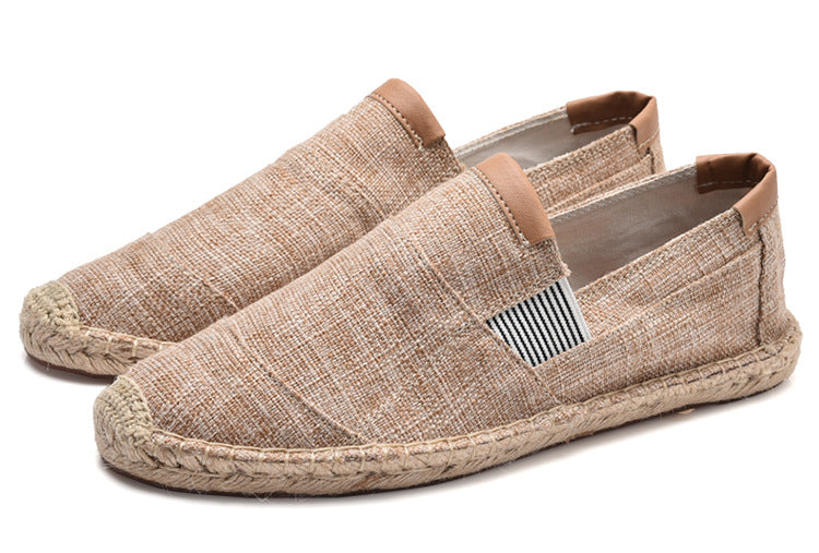 Handmade straw canvas shoes