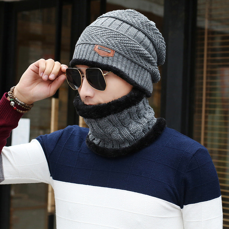 Men's Knitted Wool Hat Warm Bib