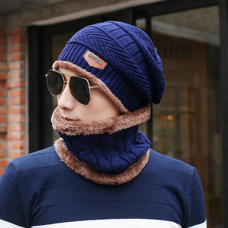 Men's Knitted Wool Hat Warm Bib