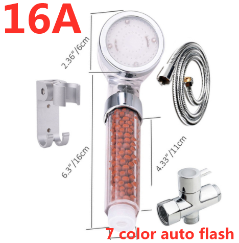 Color Changing LED Temperature Sensor Mineral Anion Shower Head