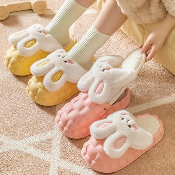 Cute Rabbit Fuzzy Detachable Washable House Shoes