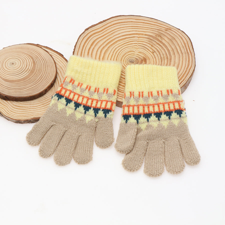 Warm-keeping Cold-proof Thickened Plush Outdoor Children's Five-finger Gloves