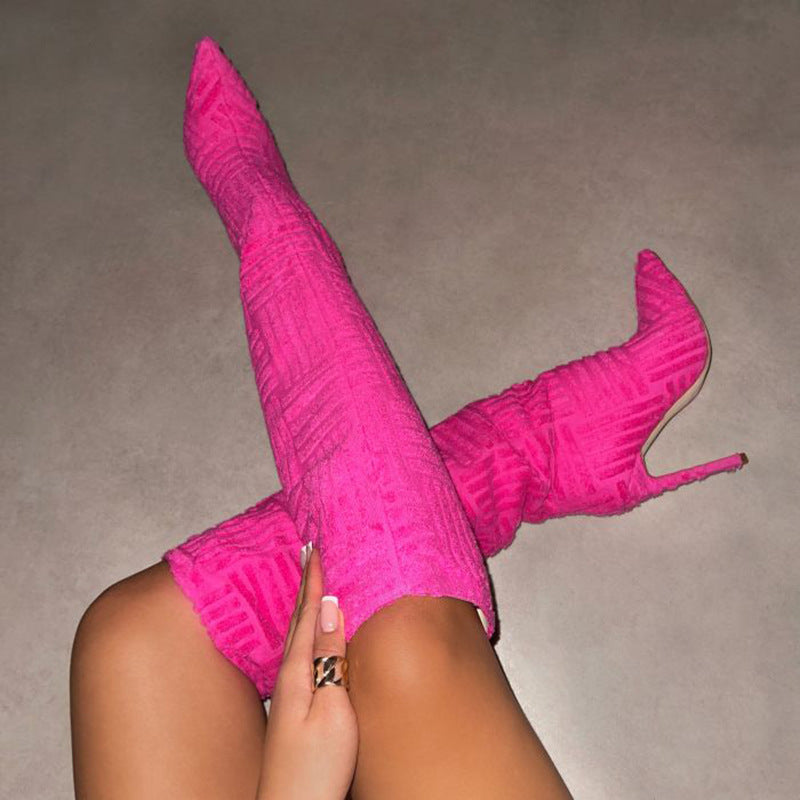 Sexy Suede Pattern High Heel Boots