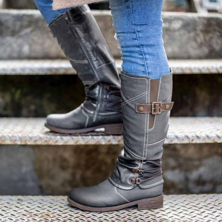 High Knights' Boots, Thick Heeled Round Boots