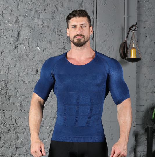Male Chest Compression Fitness Hero Belly Buster Slimming T-shirt