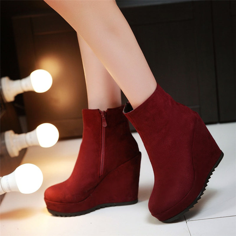 Autumn And Winter Women Platform Platform Wedge Boots
