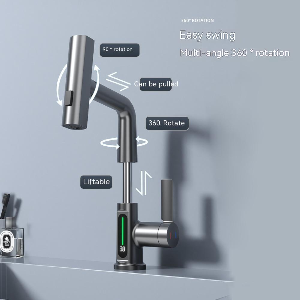 Intelligent Digital Display Pull-out Basin Faucet