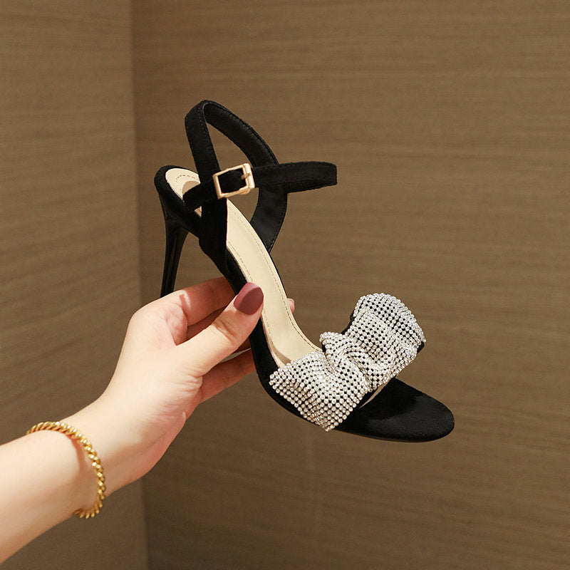 Bows rhinestones heels