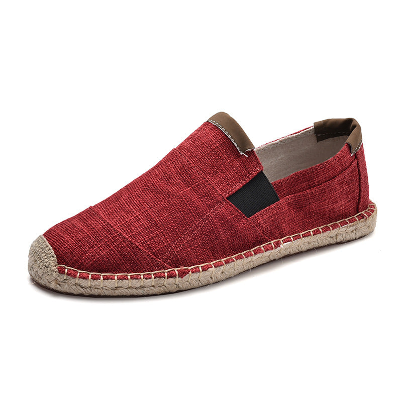 Handmade straw canvas shoes