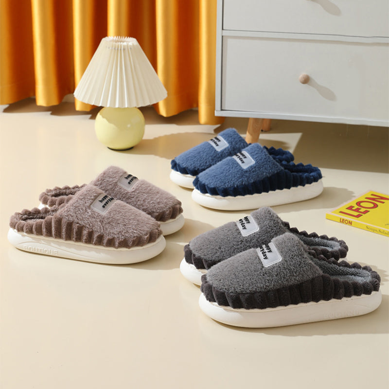 Men Thick-soled Fluffy Fleece Home Slippers
