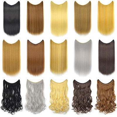 Invisible Wire No Clips in Hair Extensions Secret Fish Line Silky Straight Synthetic