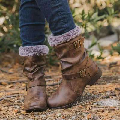 Fashion Short Boots Round Head Woolen Boots