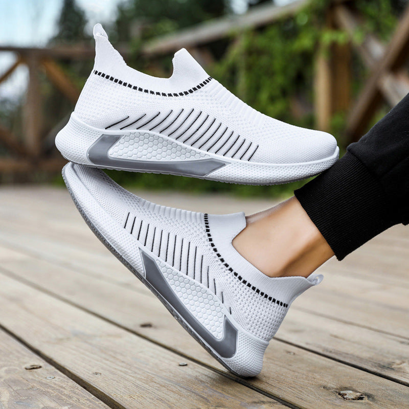Men Outdoor Breathable Slip-on Mesh Sock Shoes With Striped Design Sneakers