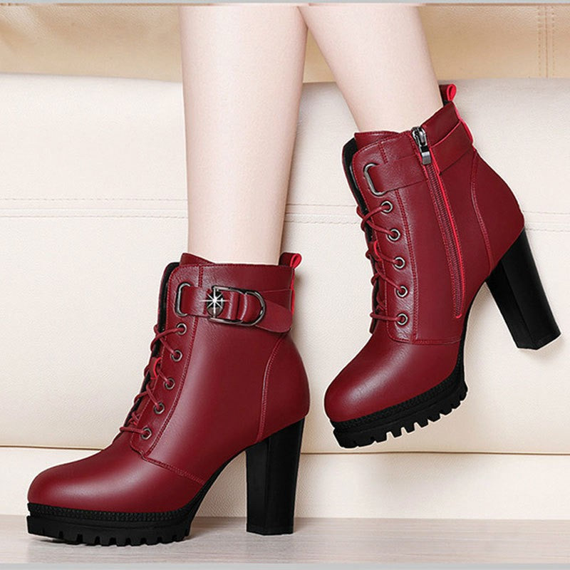 Fashion Women Tide Ankle Boots Thick High Heels