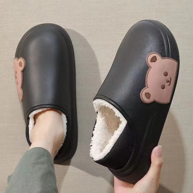Bear Fluffy Winter House Shoes For Women