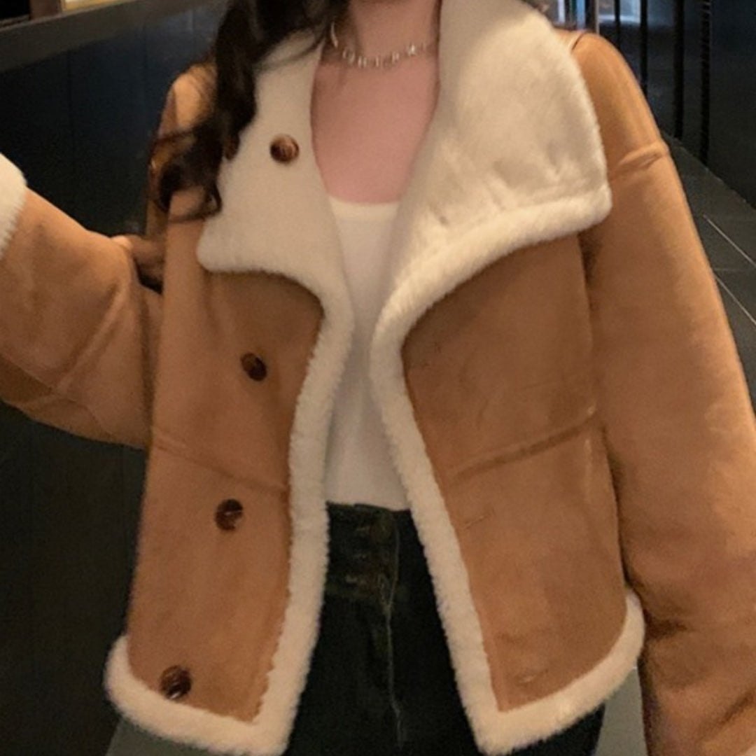 Loose Lapels Thickening Coat For Women