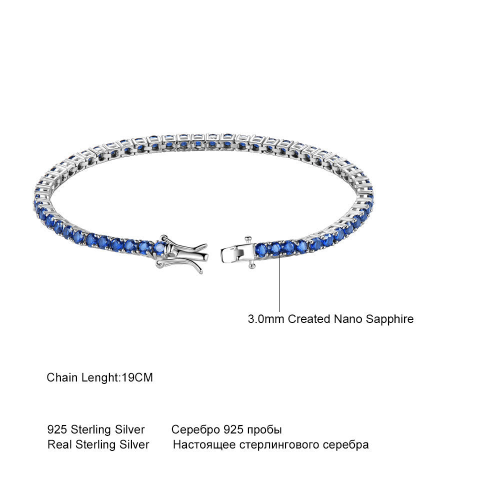 925 Sterling Silver Nano Sapphire Tennis Bracelet