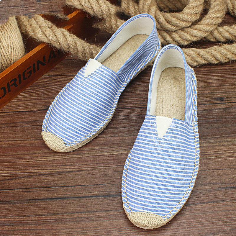 Men's handmade straw cloth shoes