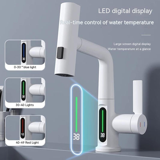 Intelligent Digital Display Pull-out Basin Faucet