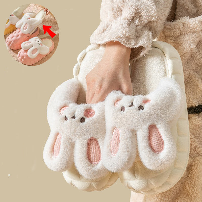 Cute Rabbit Fuzzy Detachable Washable House Shoes