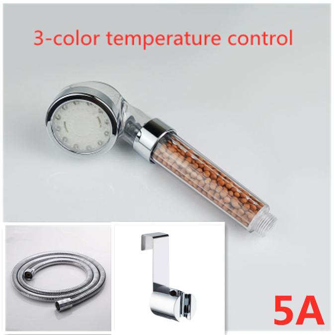 Color Changing LED Temperature Sensor Mineral Anion Shower Head