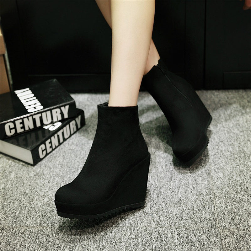 Autumn And Winter Women Platform Platform Wedge Boots