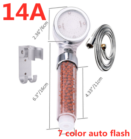 Color Changing LED Temperature Sensor Mineral Anion Shower Head