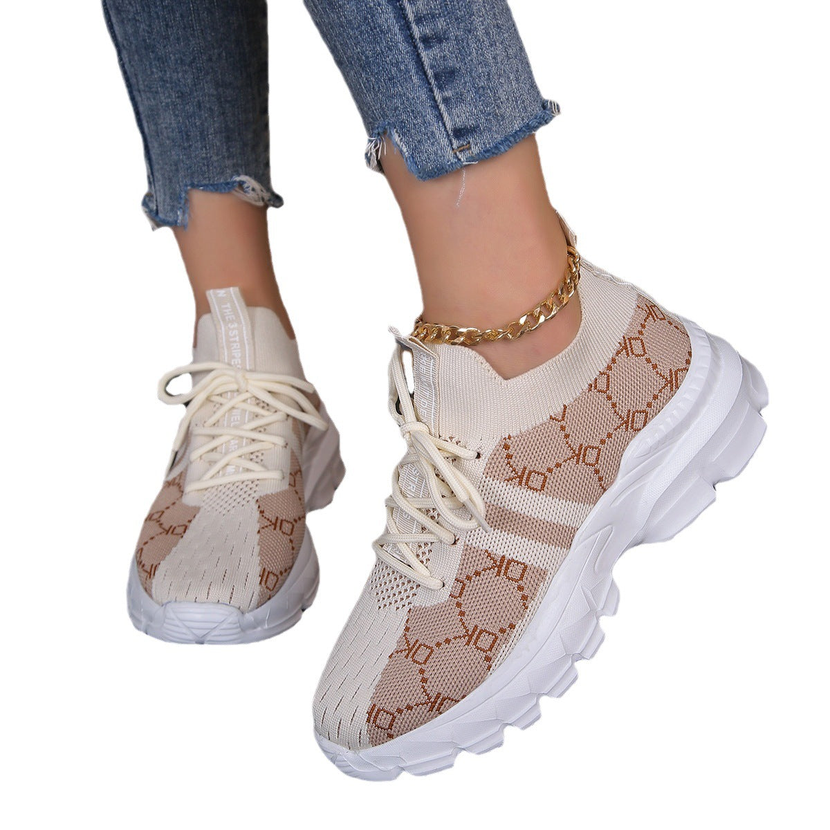 Womens Breathable Mesh Lace Up Flat Lightweight Running Shoes