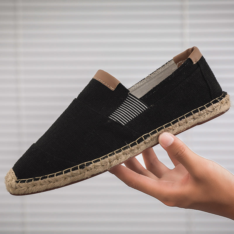 Handmade straw canvas shoes