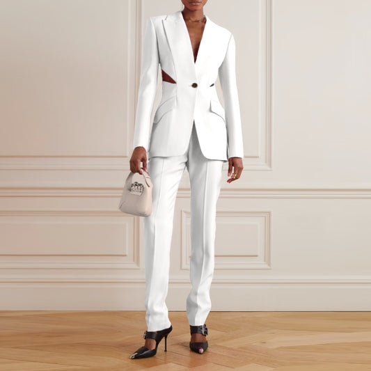 Fashion Hollowed-out Slimming Small Suit Leg-showing Pants
