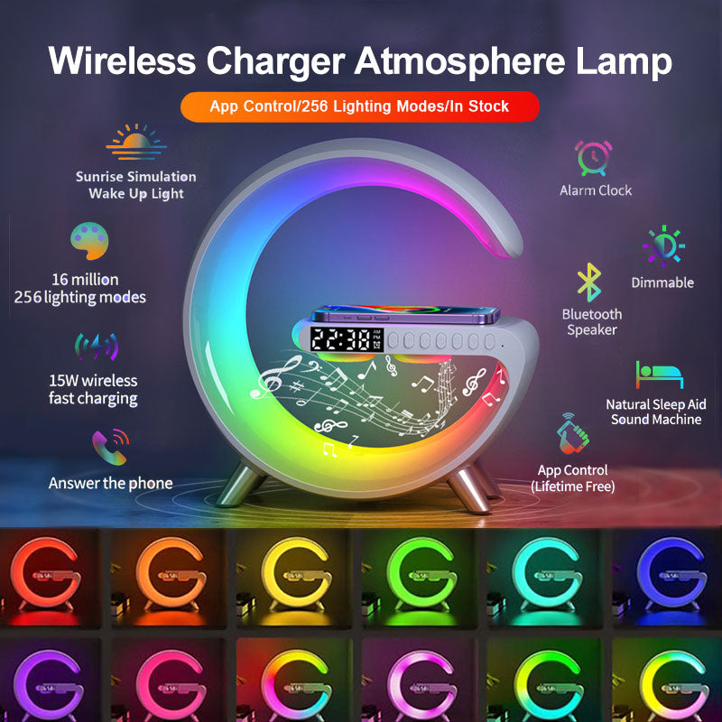 Intelligent G Shaped LED Lamp Bluetooth Wireless Charger Atmosphere Lamp