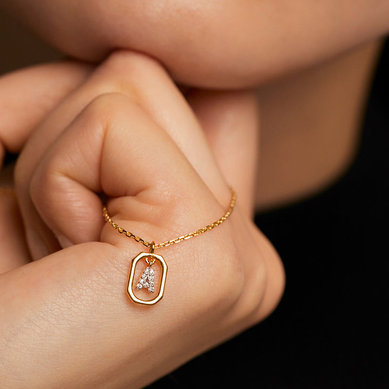 Small Letter Sterling Silver 18k Necklace