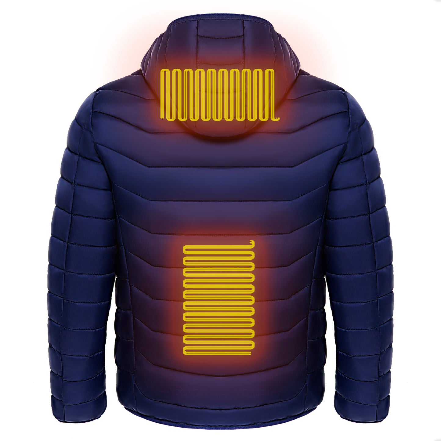 Men Heated Puffer Jacket Electric Heating Insulated Hood Windbreaker 9Heat Zones