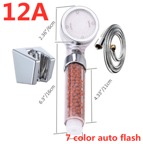 Color Changing LED Temperature Sensor Mineral Anion Shower Head