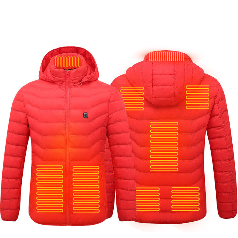Men Heated Puffer Jacket Electric Heating Insulated Hood Windbreaker 9Heat Zones
