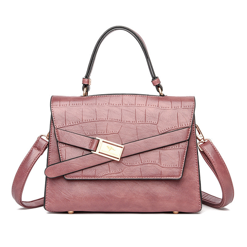 Large Capacity Leather Stone Pattern Shoulder Crossbody Bag