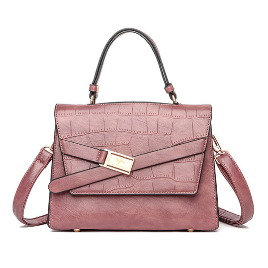 Large Capacity Leather Stone Pattern Shoulder Crossbody Bag