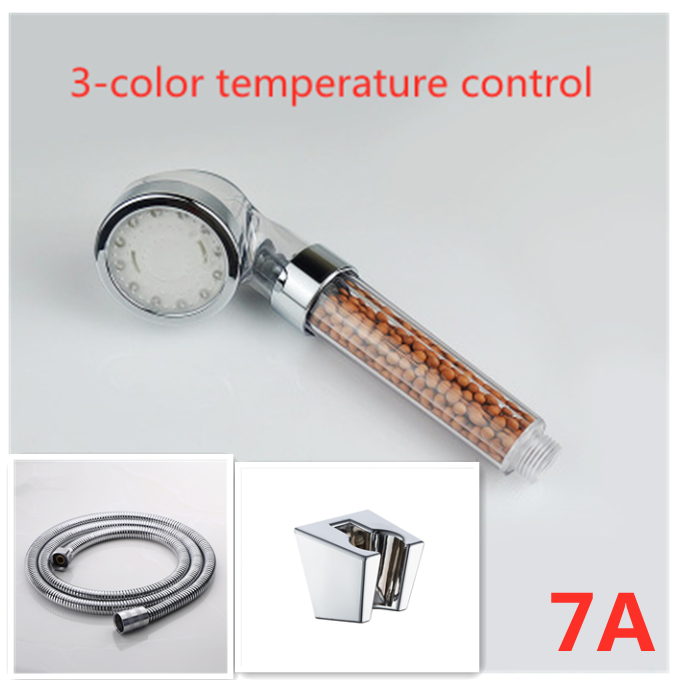 Color Changing LED Temperature Sensor Mineral Anion Shower Head