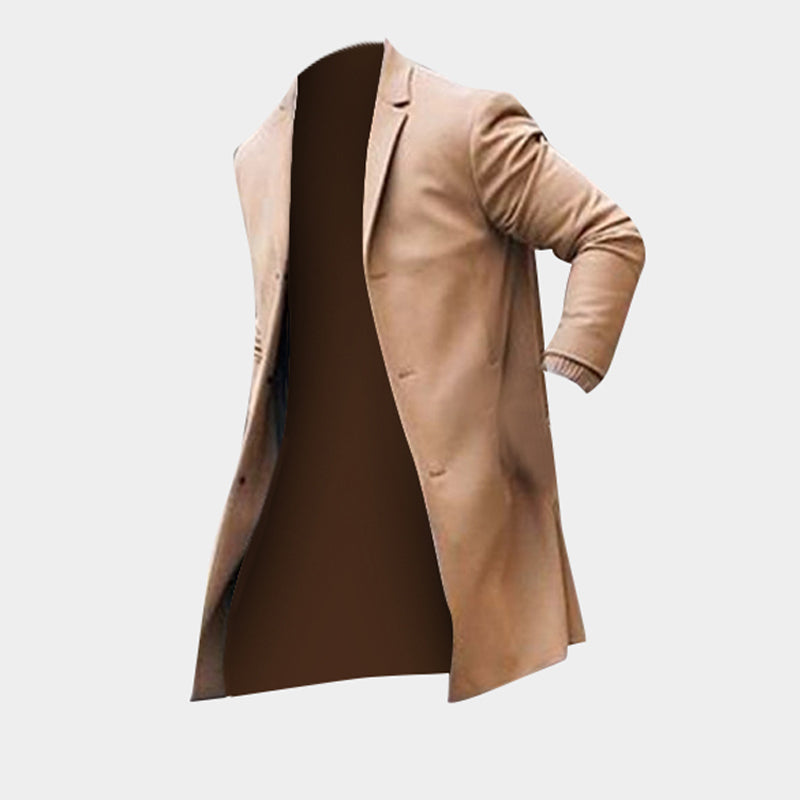 Men's Trench Long Solid Slim Fit Jackets