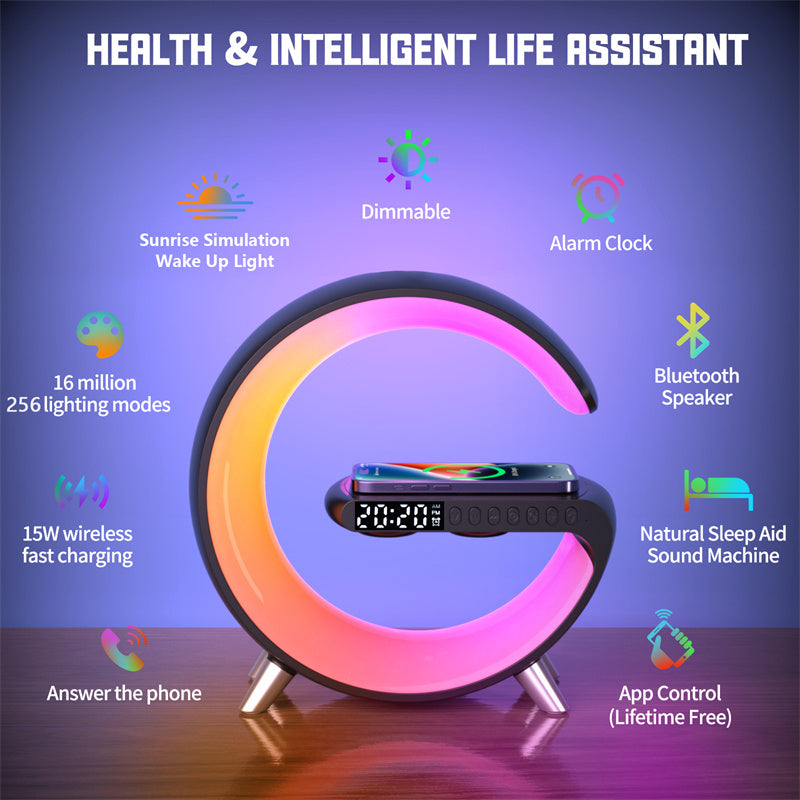 Intelligent G Shaped LED Lamp Bluetooth Wireless Charger Atmosphere Lamp