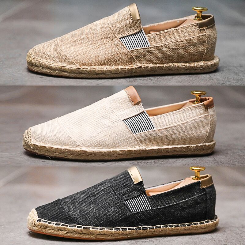 Handmade straw canvas shoes