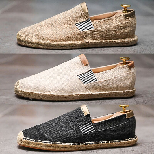 Handmade straw canvas shoes