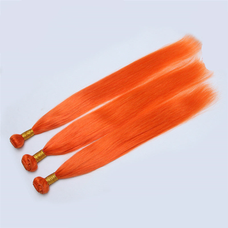 Orange Color Human Hair Curtain