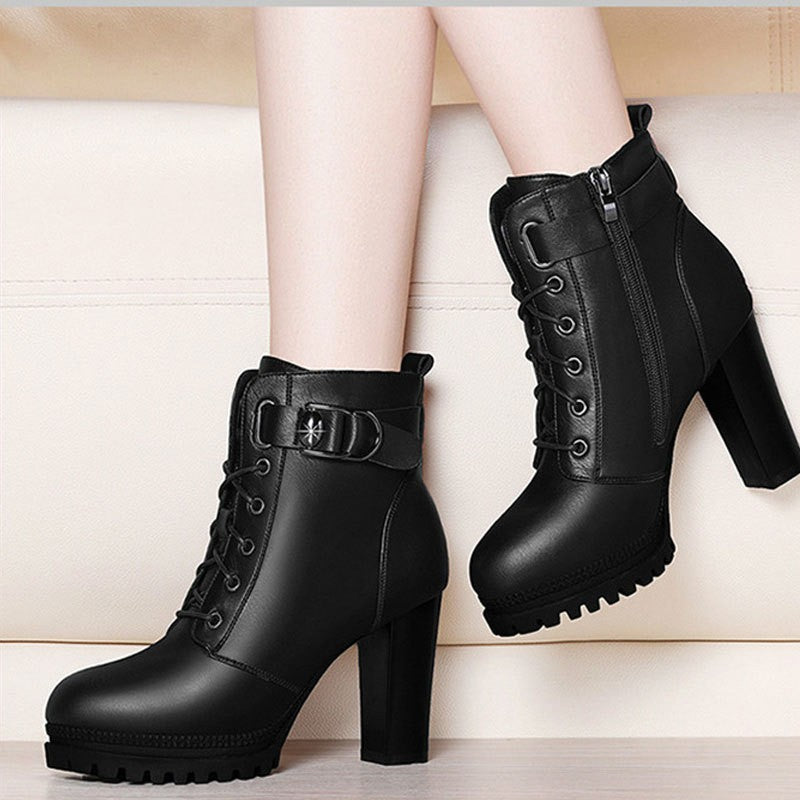 Fashion Women Tide Ankle Boots Thick High Heels