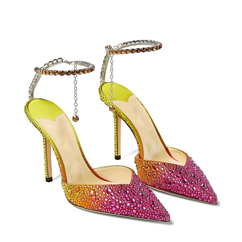 Women Pointed Color Rhinestone Simple Shoes
