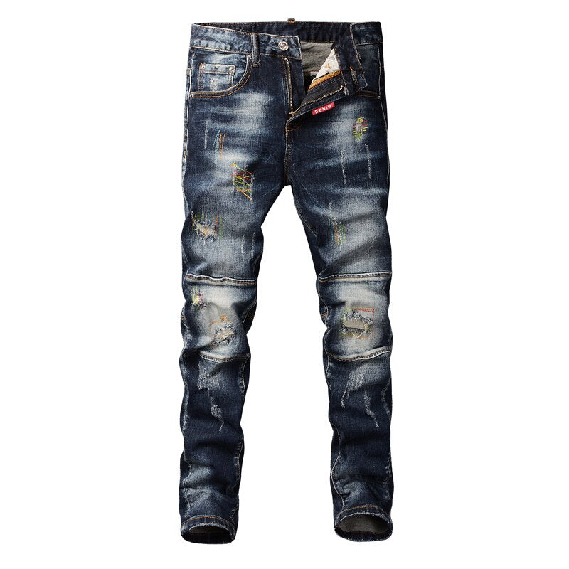 Men's Slim Elastic Black Jeans