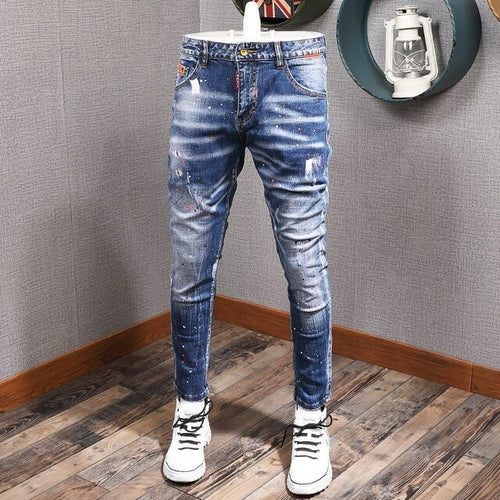 Men's Slim Elastic Black Jeans