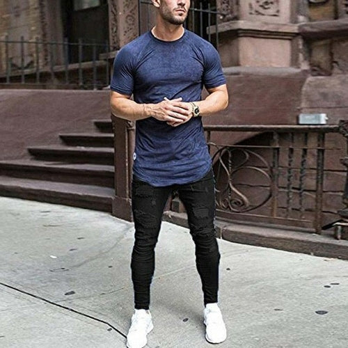 White Elastic Skinny Ripped Jeans