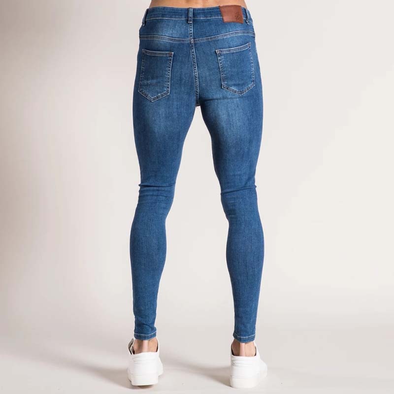 White Elastic Skinny Ripped Jeans