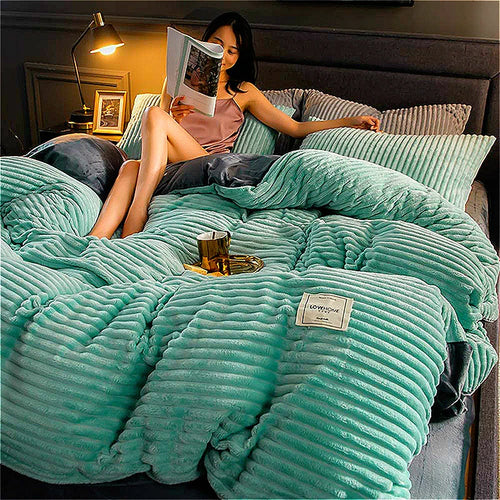 Flannel Solid Color Warm Coral Velvet Quilt Duvet Cover